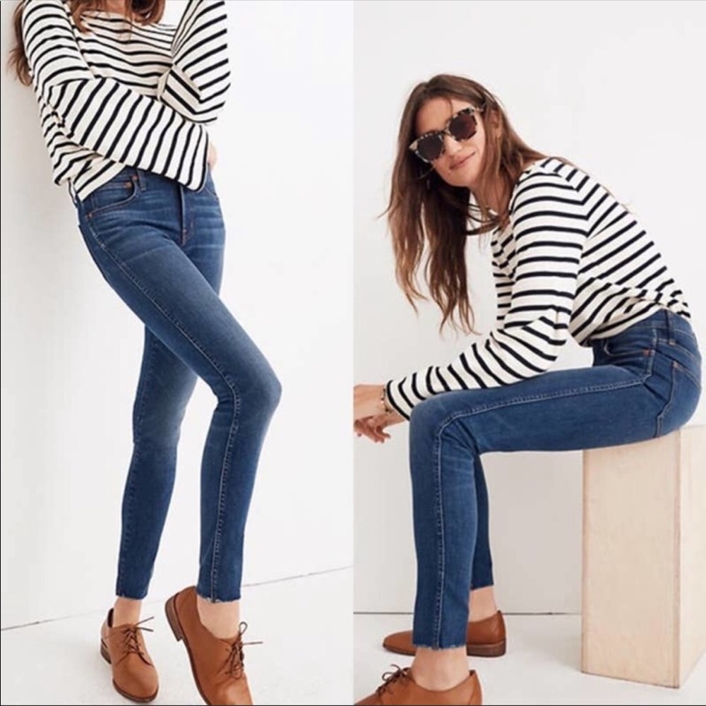 Madewell 9" High Rise Skinny Jeans Raw Hem Stretch Paloma Wash 26